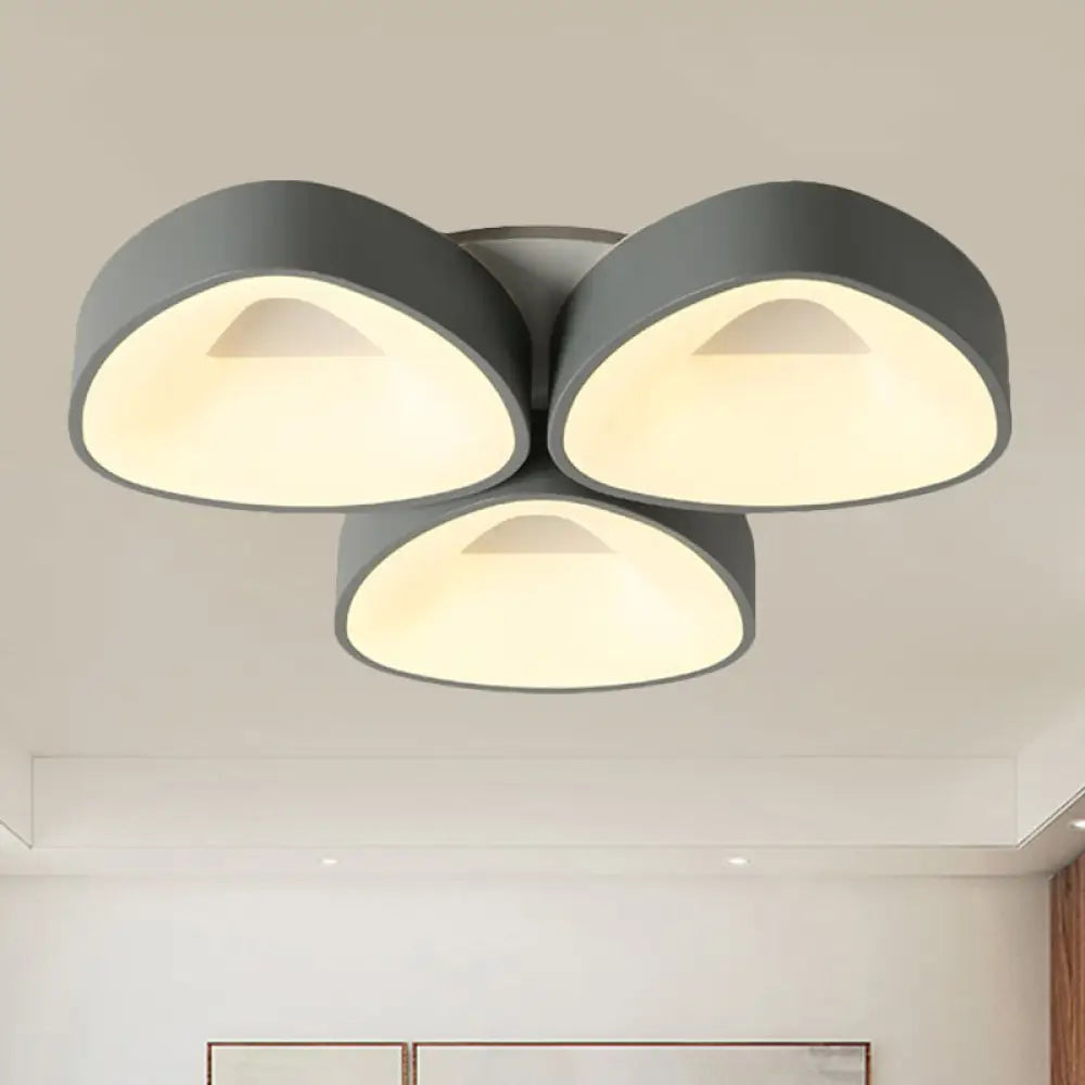Coconut Shell Flush Light Fixture - Grey Nordic Ceiling Lamp (3/5 Lights) In White/Warm/Natural 3 /