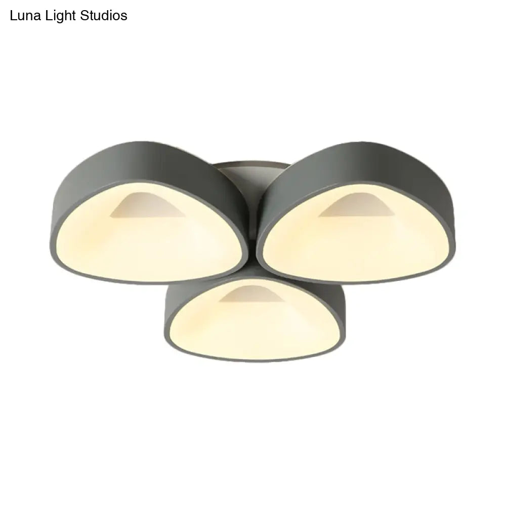 Coconut Shell Flush Light Fixture - Grey Nordic Ceiling Lamp (3/5 Lights) In White/Warm/Natural