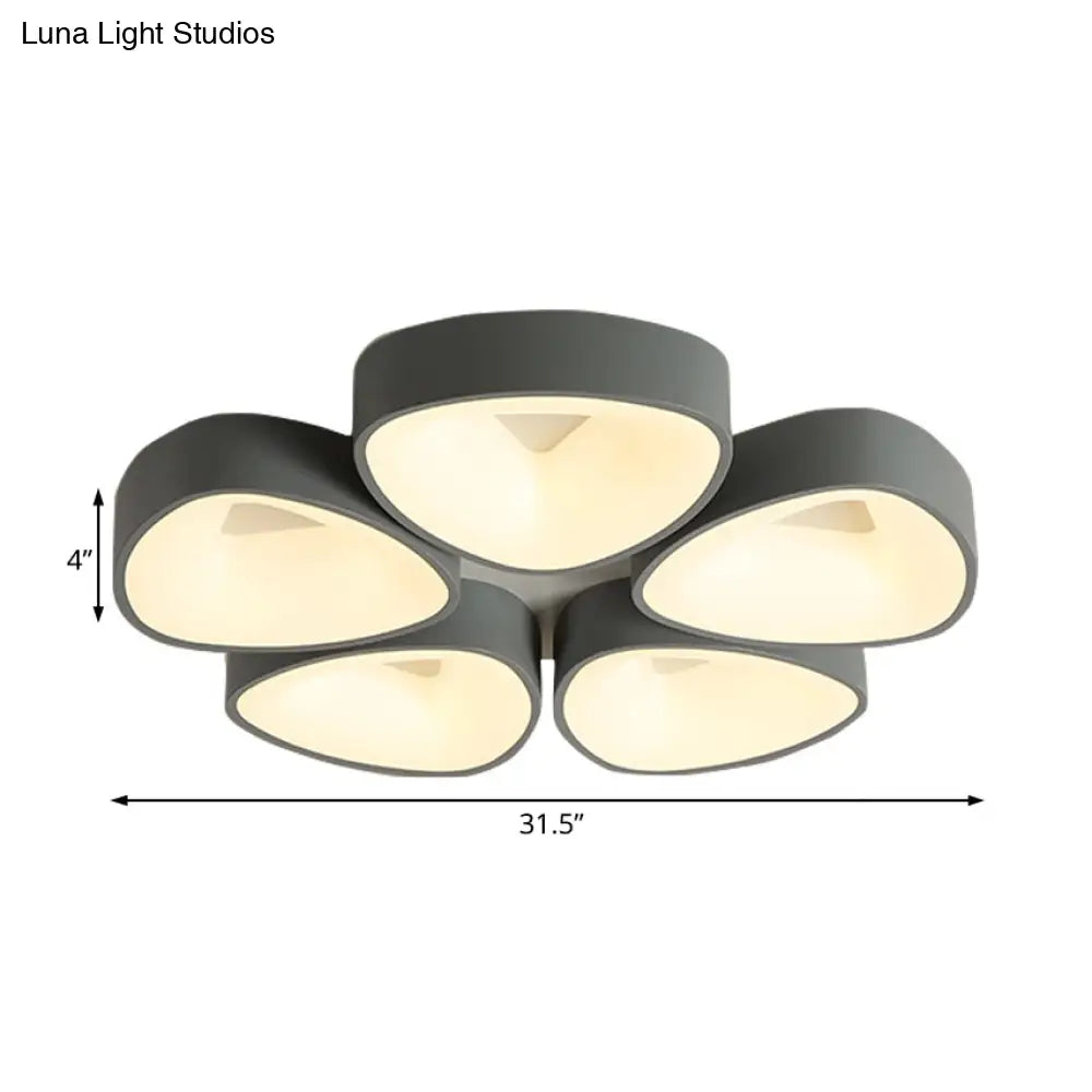 Coconut Shell Flush Light Fixture - Grey Nordic Ceiling Lamp (3/5 Lights) In White/Warm/Natural