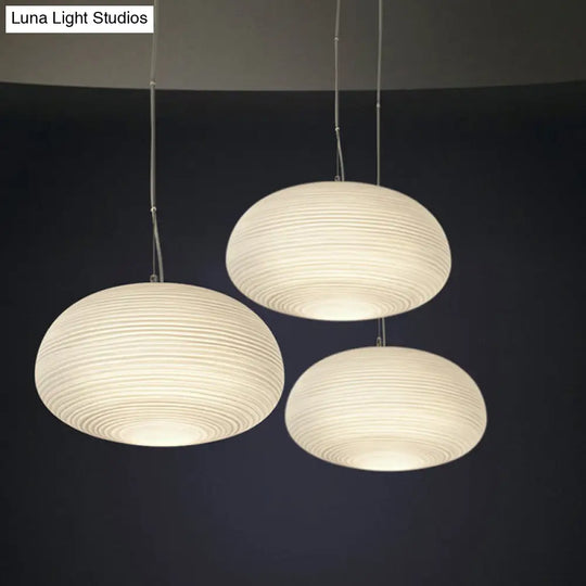 Cocoon Pendant Ceiling Light Post Modern Ribbed Glass 1 White Hanging