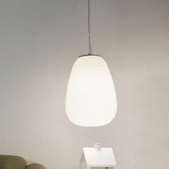 Cocoon Pendant Ceiling Light Post Modern Ribbed Glass 1 White Hanging / A