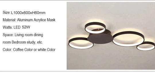 Coffee Or White Finish Modern Led Ceiling Lights For Living Room Master Bedroom Home Deco Lamp