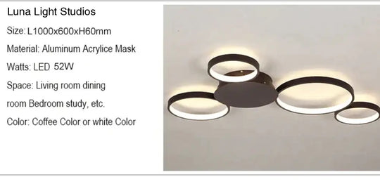 Coffee Or White Finish Modern Led Ceiling Lights For Living Room Master Bedroom Home Deco Lamp