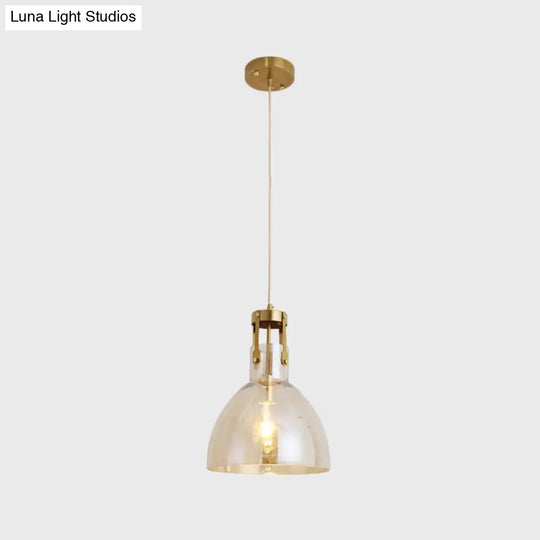 Cognac Glass Drop Pendant Ceiling Lamp For Dining Room Postmodern Single Suspension