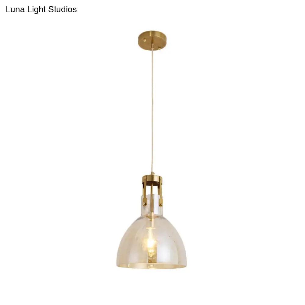 Cognac Glass Drop Pendant Ceiling Lamp For Dining Room Postmodern Single Suspension