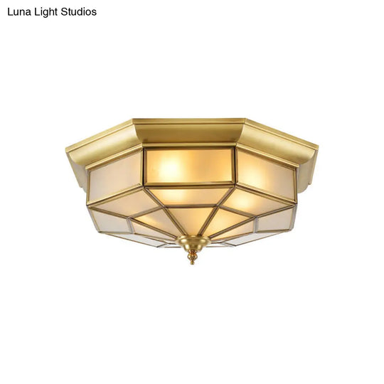 Colonial Brass Ceiling Light With Prismatic Milky Glass - 4/6 Bulbs Ideal For Living Rooms 17 Or