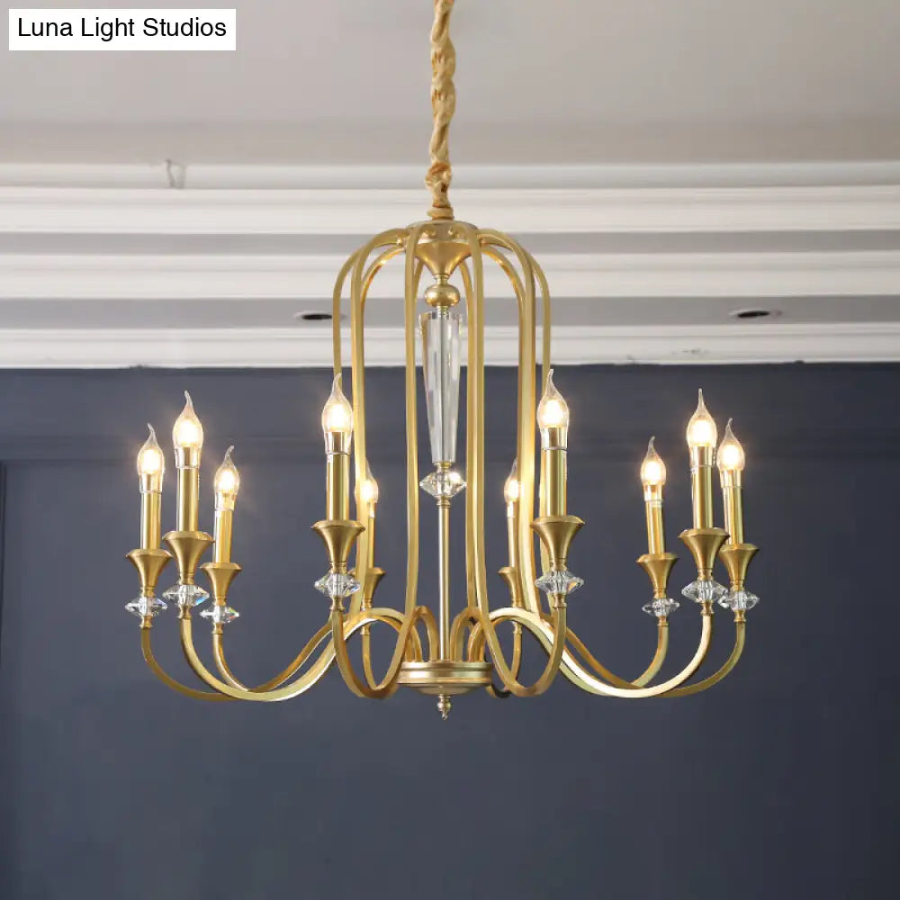 Colonial Candle Chandelier Ceiling Lamp Metallic Suspension For Living Room