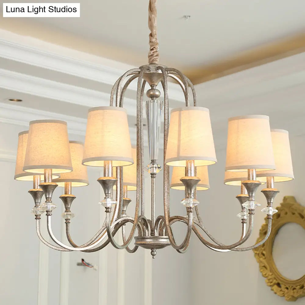 Colonial Candle Chandelier Ceiling Lamp Metallic Suspension For Living Room