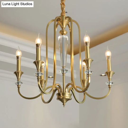 Colonial Candle Chandelier Ceiling Lamp Metallic Suspension For Living Room