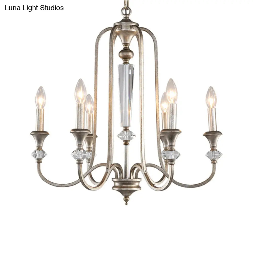 Colonial Candle Chandelier Ceiling Lamp Metallic Suspension For Living Room