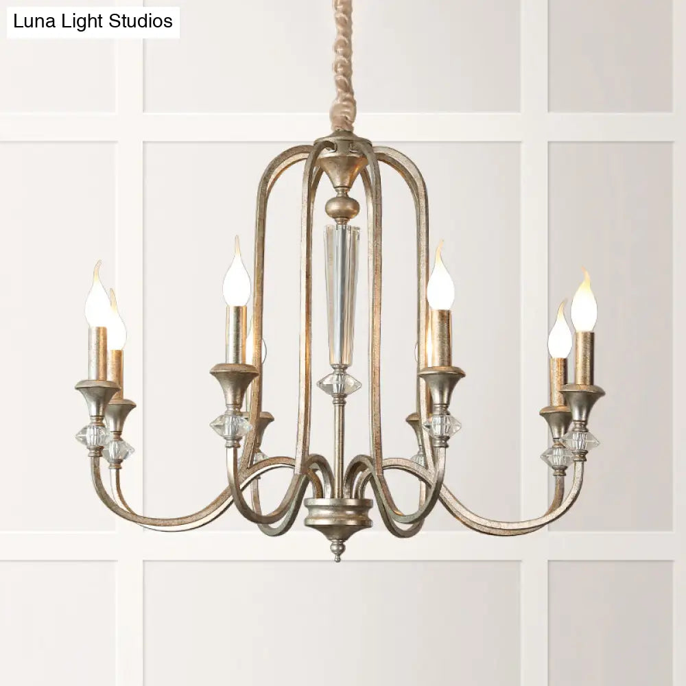 Colonial Candle Chandelier Ceiling Lamp Metallic Suspension For Living Room