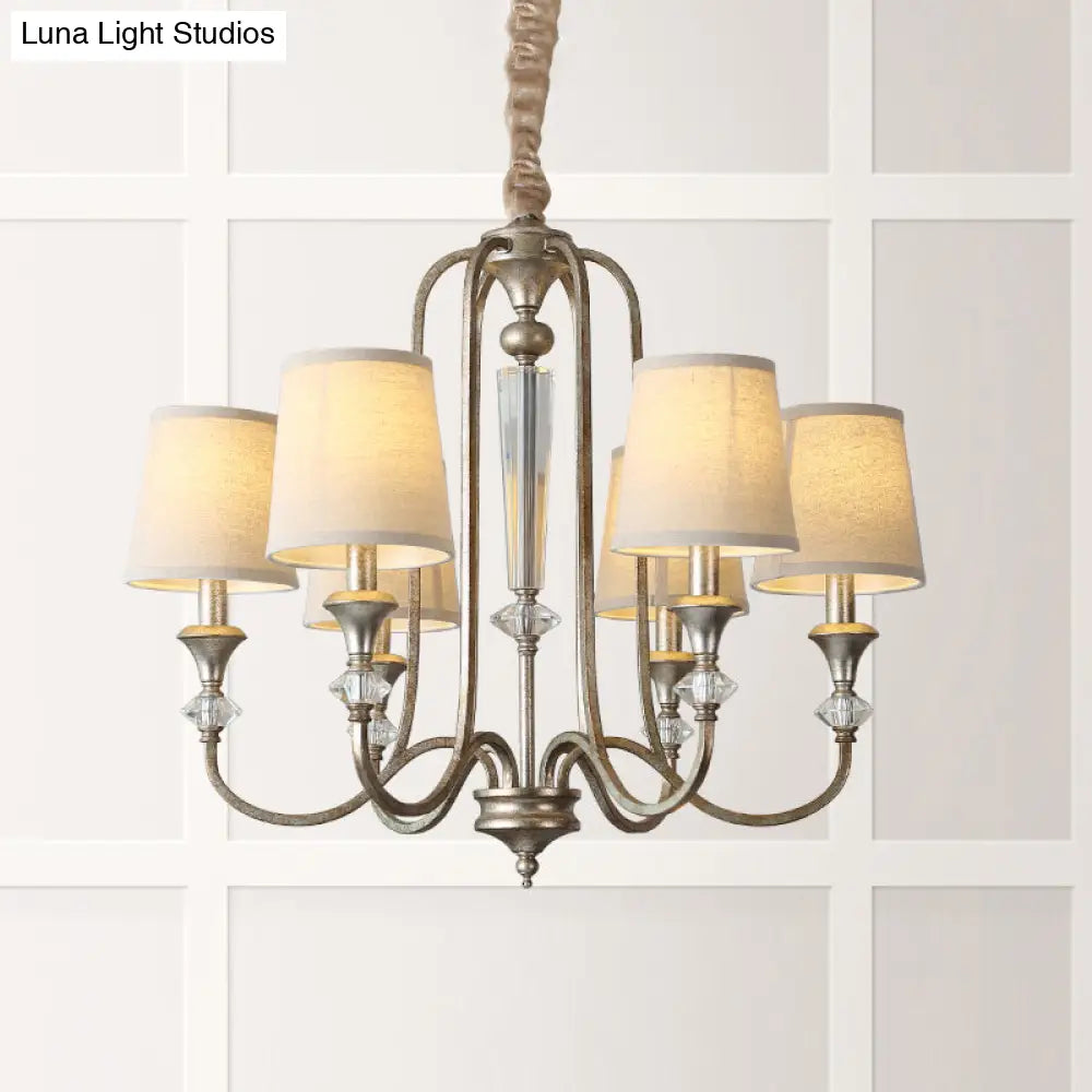 Colonial Candle Chandelier Ceiling Lamp Metallic Suspension For Living Room