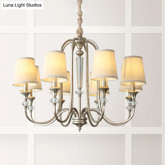 Colonial Candle Chandelier Ceiling Lamp Metallic Suspension For Living Room