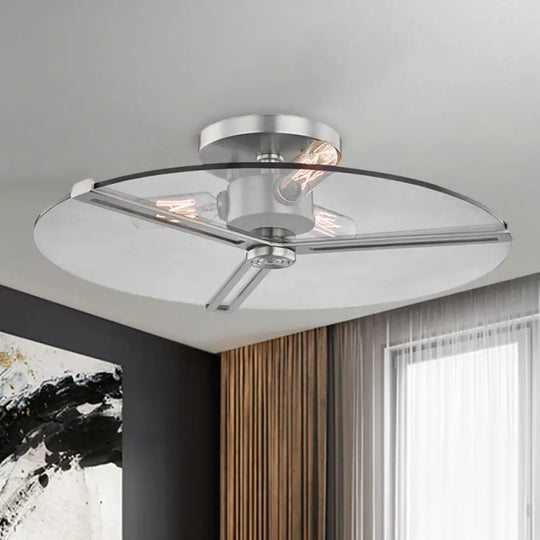 Colonial Chrome/Gold Semi-Flush Ceiling Lamp With Clear Glass - Ideal For Bedrooms Chrome