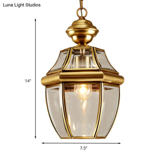 Colonial Clear Glass Jar Suspension Pendant Light For Dining Room - 6/7.5 Wide 1 Bulb Hanging