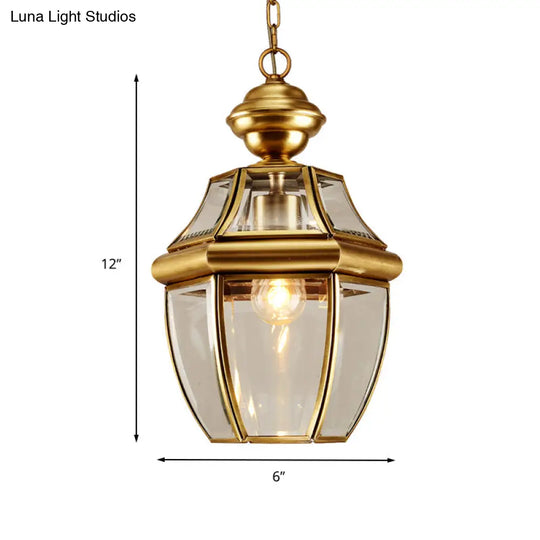 Colonial Clear Glass Jar Suspension Pendant Light For Dining Room - 6/7.5 Wide 1 Bulb Hanging