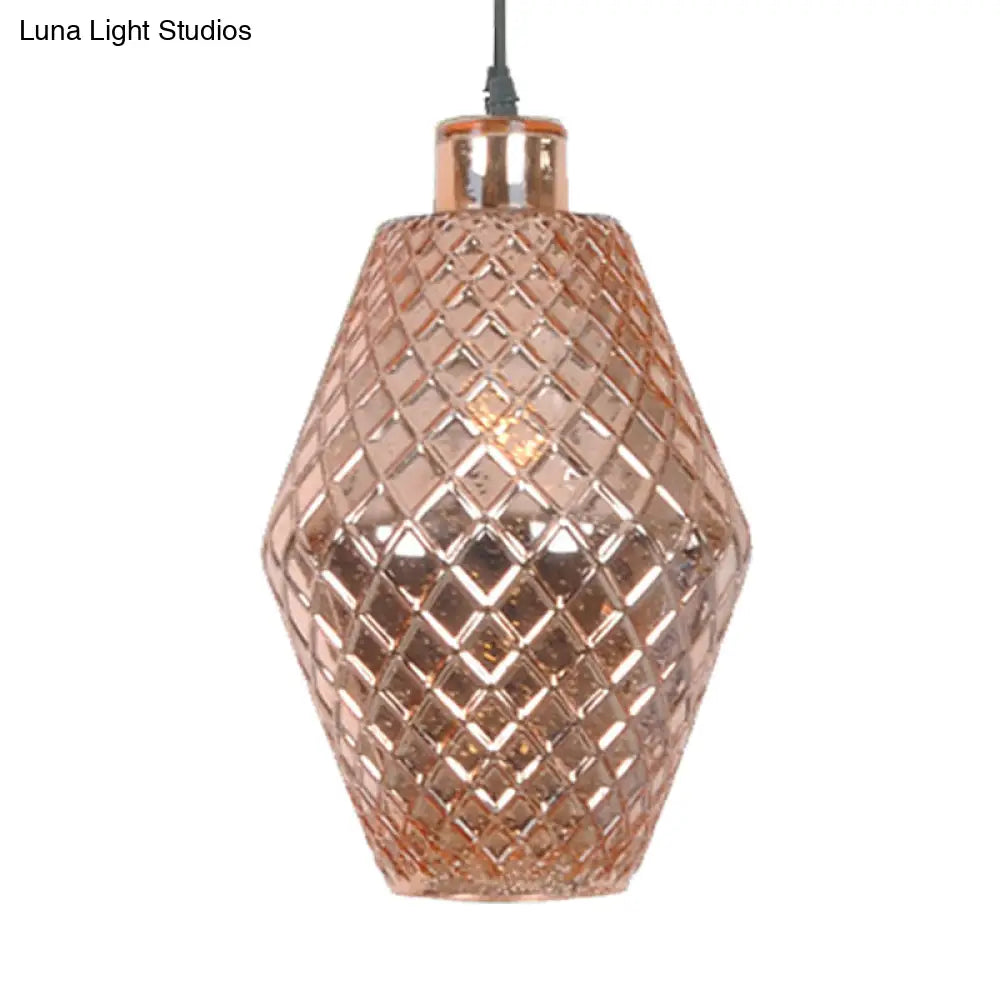 Colonial Copper/Gold Glass Jar Pendant - Stylish Living Room Hanging Light Fixture