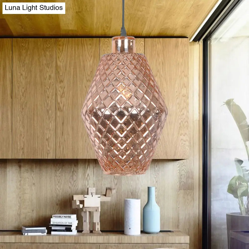 Colonial Copper/Gold Glass Jar Pendant - Stylish Living Room Hanging Light Fixture