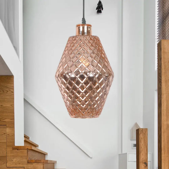 Colonial Copper/Gold Glass Jar Pendant - Stylish Living Room Hanging Light Fixture Copper