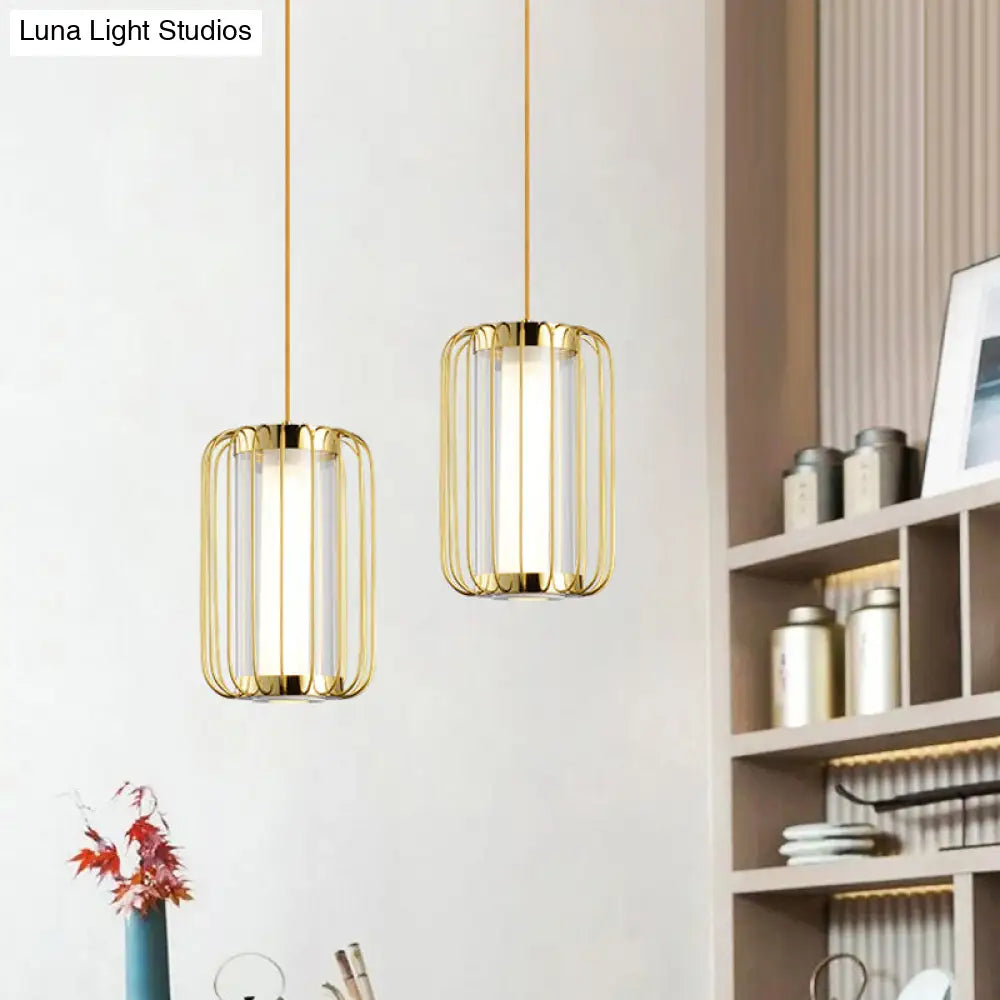 Colonial Cylinder Clear Glass 1-Head Pendant Lighting Kit With Metal Frame - Perfect For The Bedroom