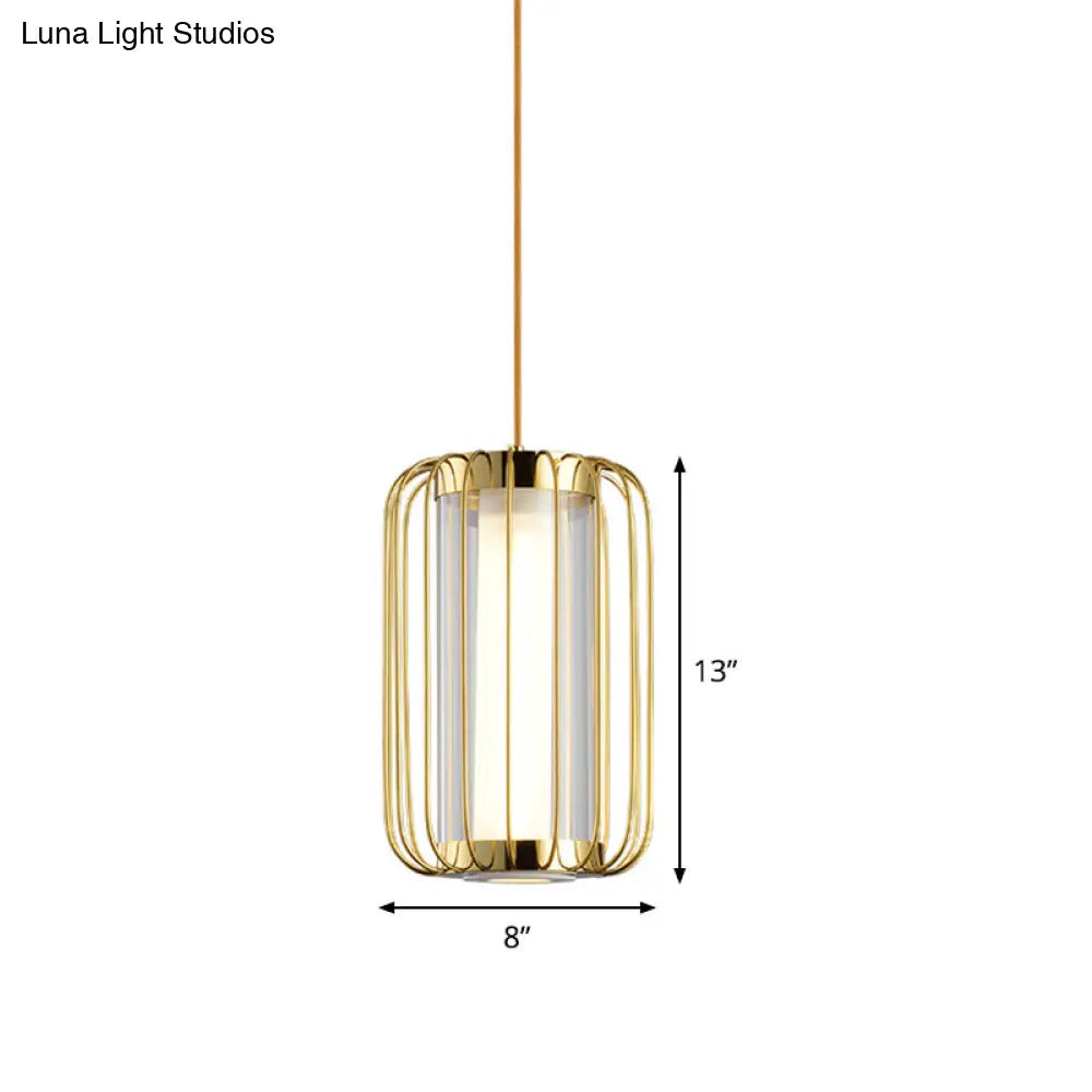 Colonial Cylinder Clear Glass 1-Head Pendant Lighting Kit With Metal Frame - Perfect For The Bedroom