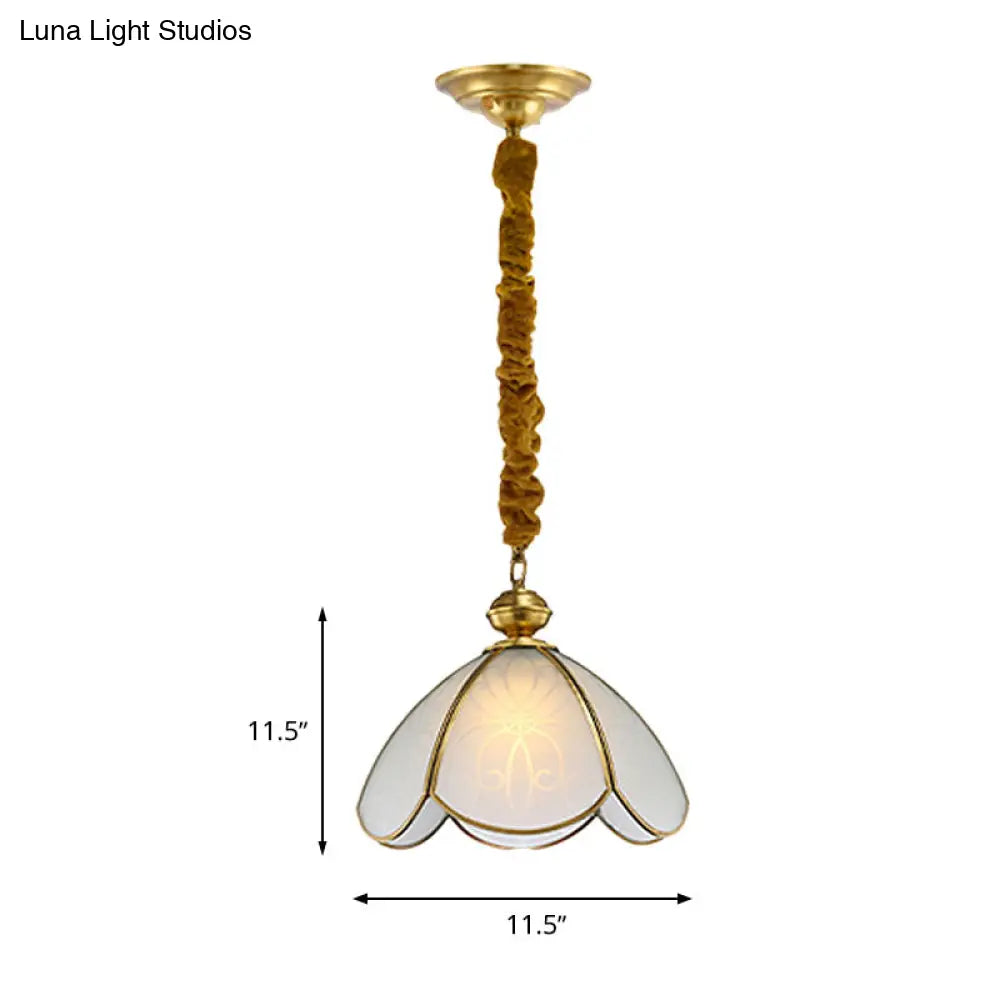 Colonial Flower Glass Pendant Light For Hallway