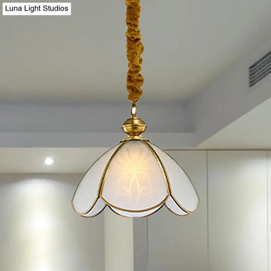 Colonial Flower Glass Pendant Light For Hallway