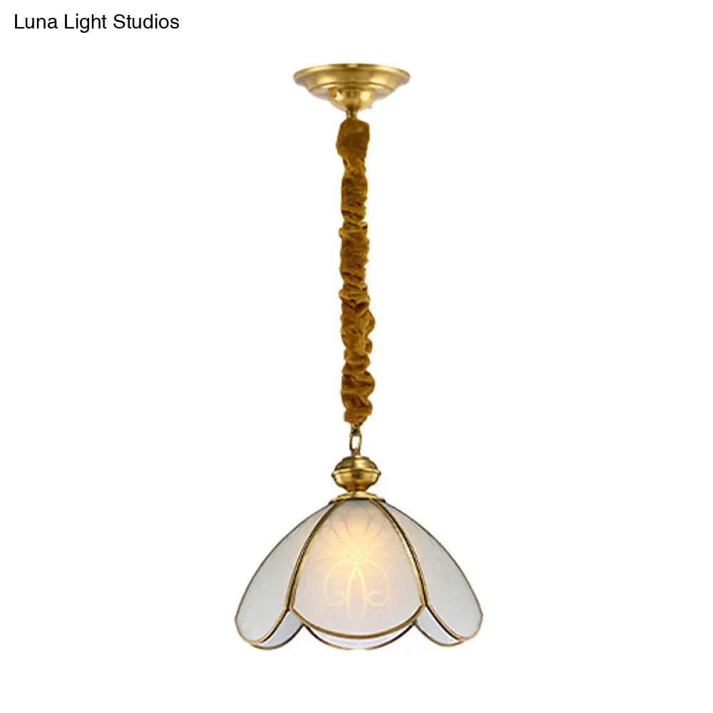 Colonial Flower Glass Pendant Light For Hallway