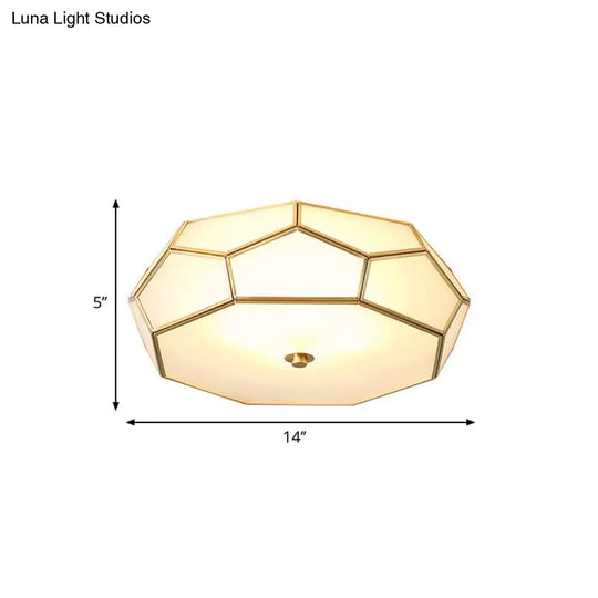 Colonial Flush Mount Lamp: White Sandblasted Glass Octagon Ceiling Fixture 3/4 Heads 14/18 W - Ideal