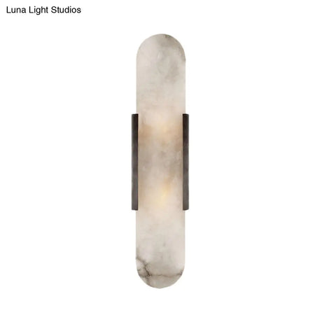 Colonial Gold/Black Marble Wall Sconce Lighting For Dining Room - 2 Bulbs Bar Flush Mount