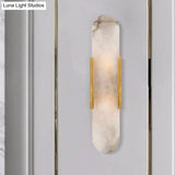 Colonial Gold/Black Marble Wall Sconce Lighting For Dining Room - 2 Bulbs Bar Flush Mount