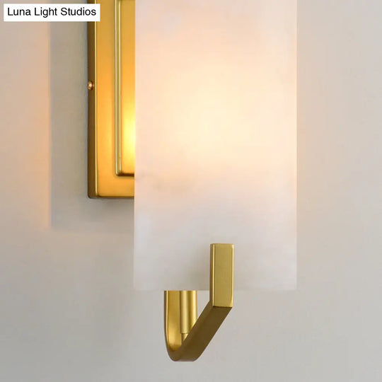 Colonial Marble Gold Wall Mounted Lamp Rectangular Bedroom Flush Mount