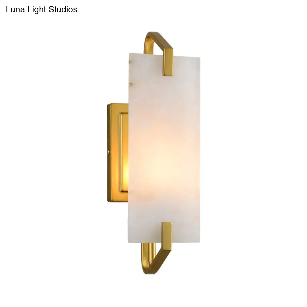 Colonial Marble Gold Wall Mounted Lamp Rectangular Bedroom Flush Mount