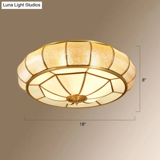 Colonial Style Gold Finish 4 - Light Ceiling Flush Mount With Frosted Glass Bowl Shape