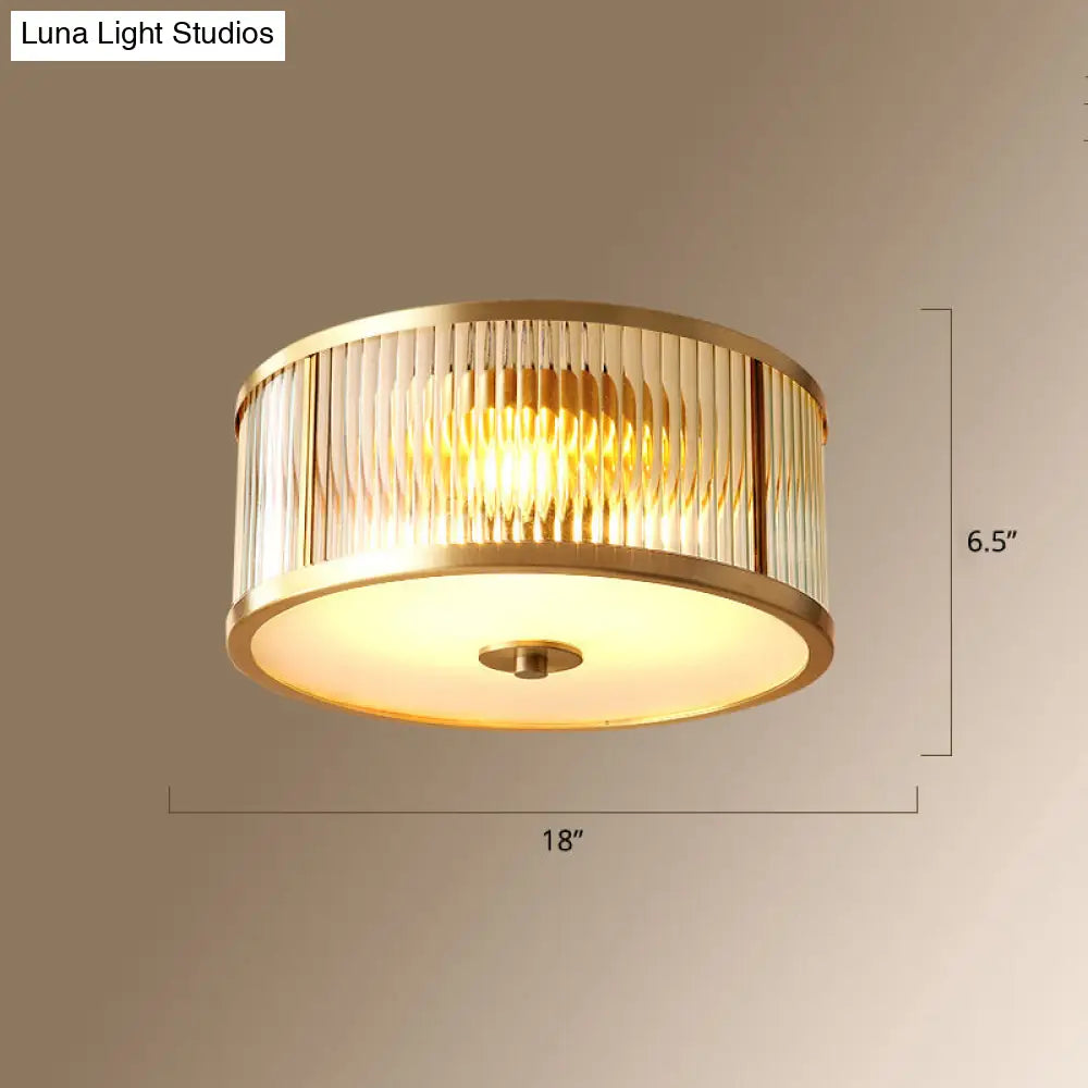 Colonial Style Gold Finish 4-Light Ceiling Flush Mount With Frosted Glass Bowl Shape