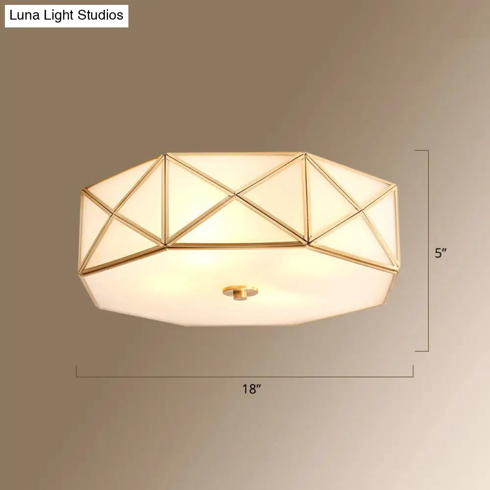 Colonial Style Gold Finish 4 - Light Ceiling Flush Mount With Frosted Glass Bowl Shape