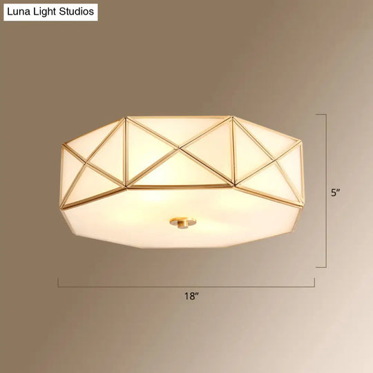 Colonial Style Gold Finish 4 - Light Ceiling Flush Mount With Frosted Glass Bowl Shape