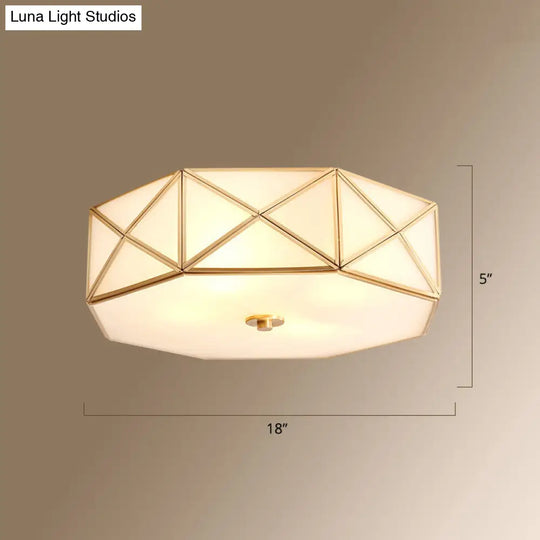 Colonial Style Gold Finish 4-Light Ceiling Flush Mount With Frosted Glass Bowl Shape