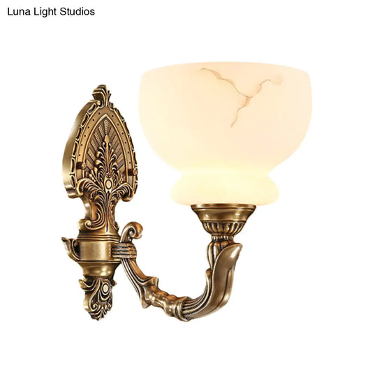 Colonial Style Gold Wall Mount Light With Frosted Glass Shade - Ideal For Living Room