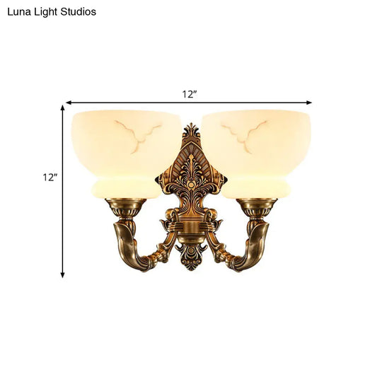 Colonial Style Gold Wall Mount Light With Frosted Glass Shade - Ideal For Living Room