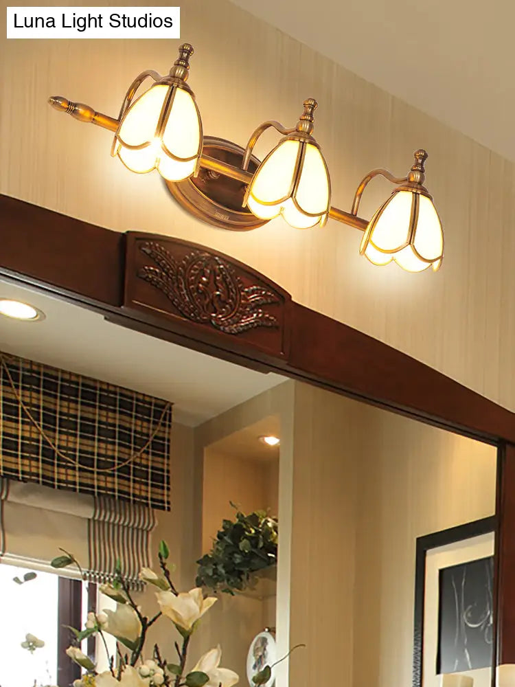 Colonial Style Vanity Lights With Metal Arms For Bathroom Mirrors