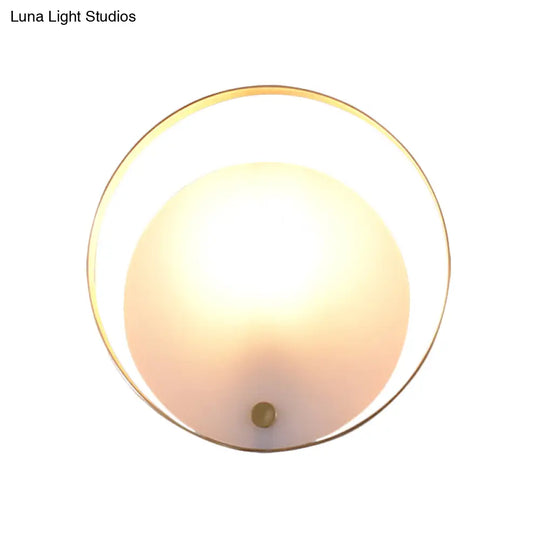 Colonial White Acrylic Wall Sconce - 1-Light Round Flush Light Fixture For Living Room