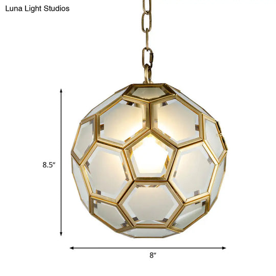 Colonial White Glass Ball Pendant Ceiling Lamp For Bedroom