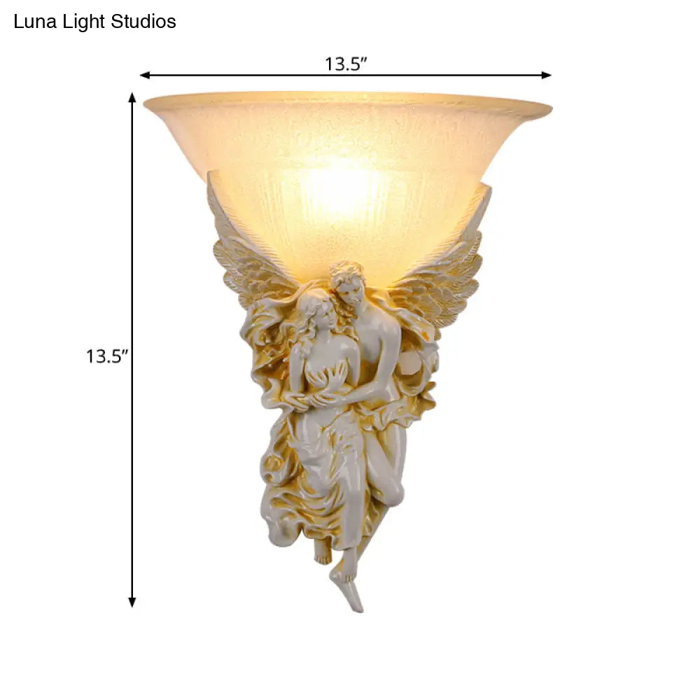 Colonialist Frosted Glass Flush Mount Wall Light With Gold/Beige Bell Design