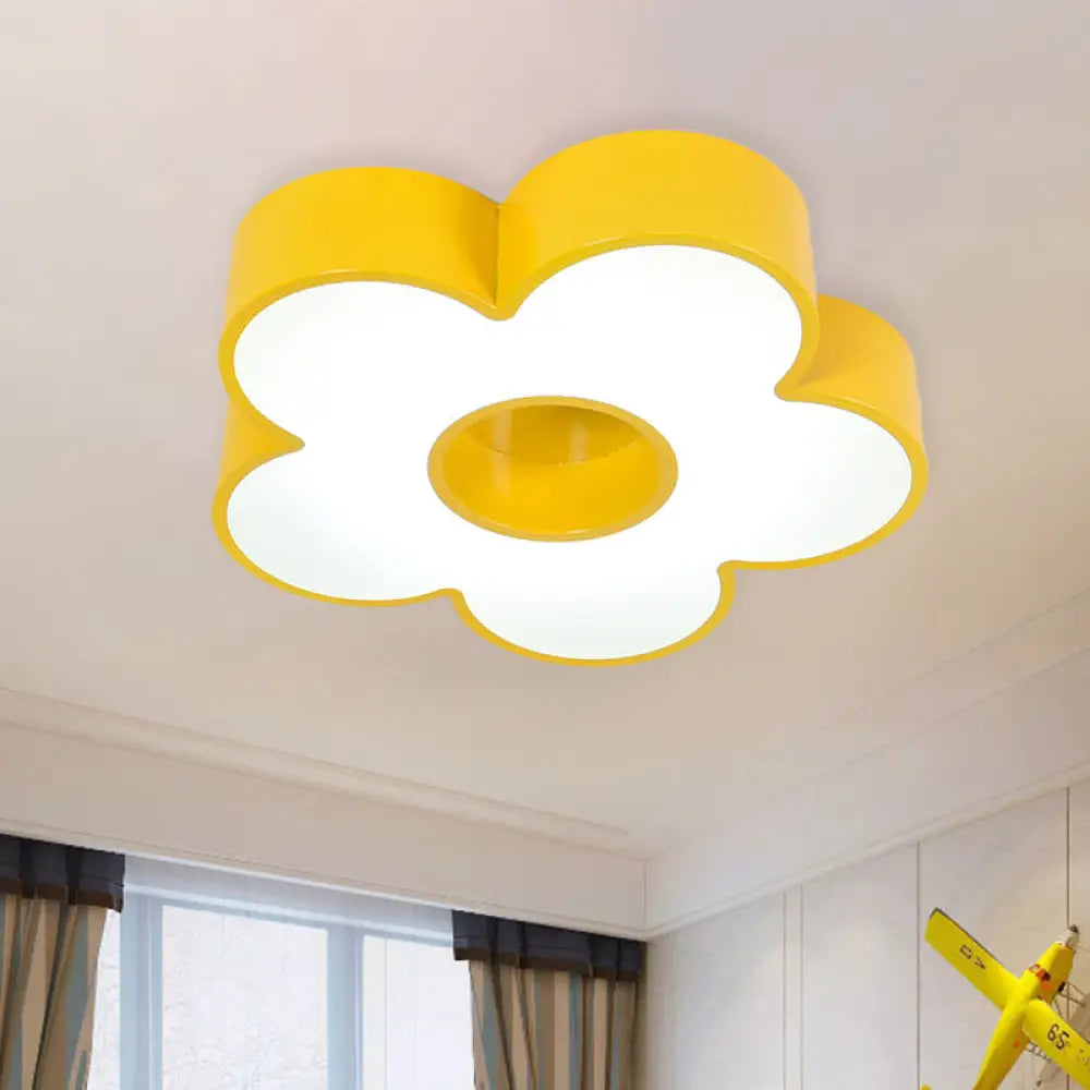 Colorful Acrylic Flower Led Ceiling Light For Kindergarten Yellow