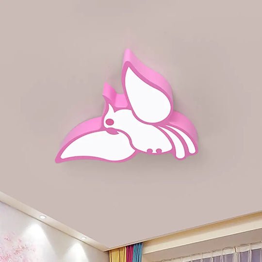 Colorful Acrylic Parrot Led Ceiling Light - Childrens Flush Mount Pink