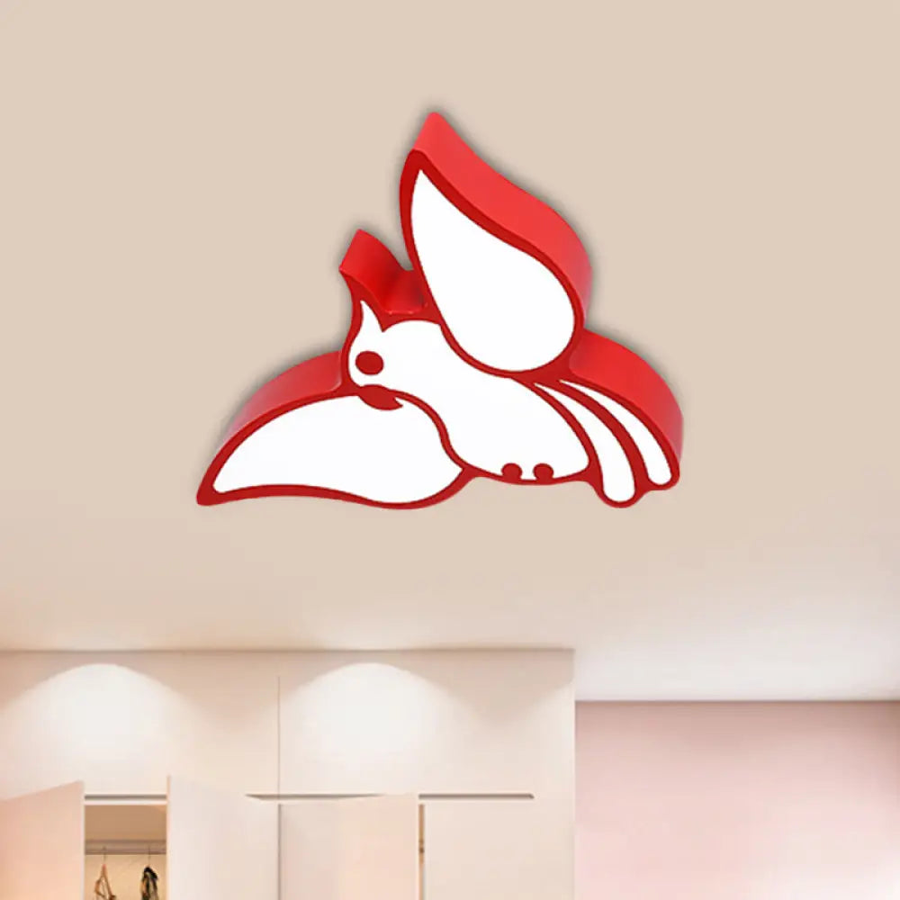 Colorful Acrylic Parrot Led Ceiling Light - Childrens Flush Mount Red