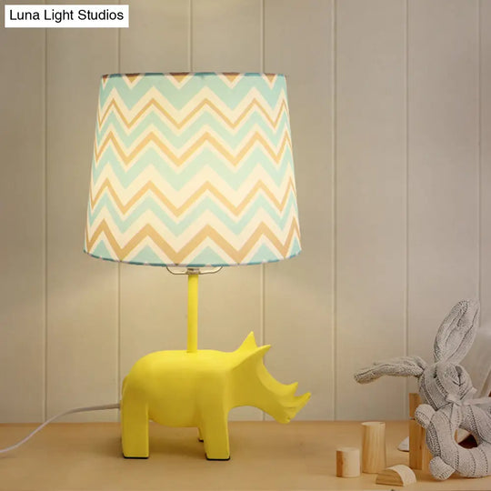 Colorful Cartoon Animal Table Lamp With Fabric Shade - Pink Elephant Peacock Blue Or Yellow