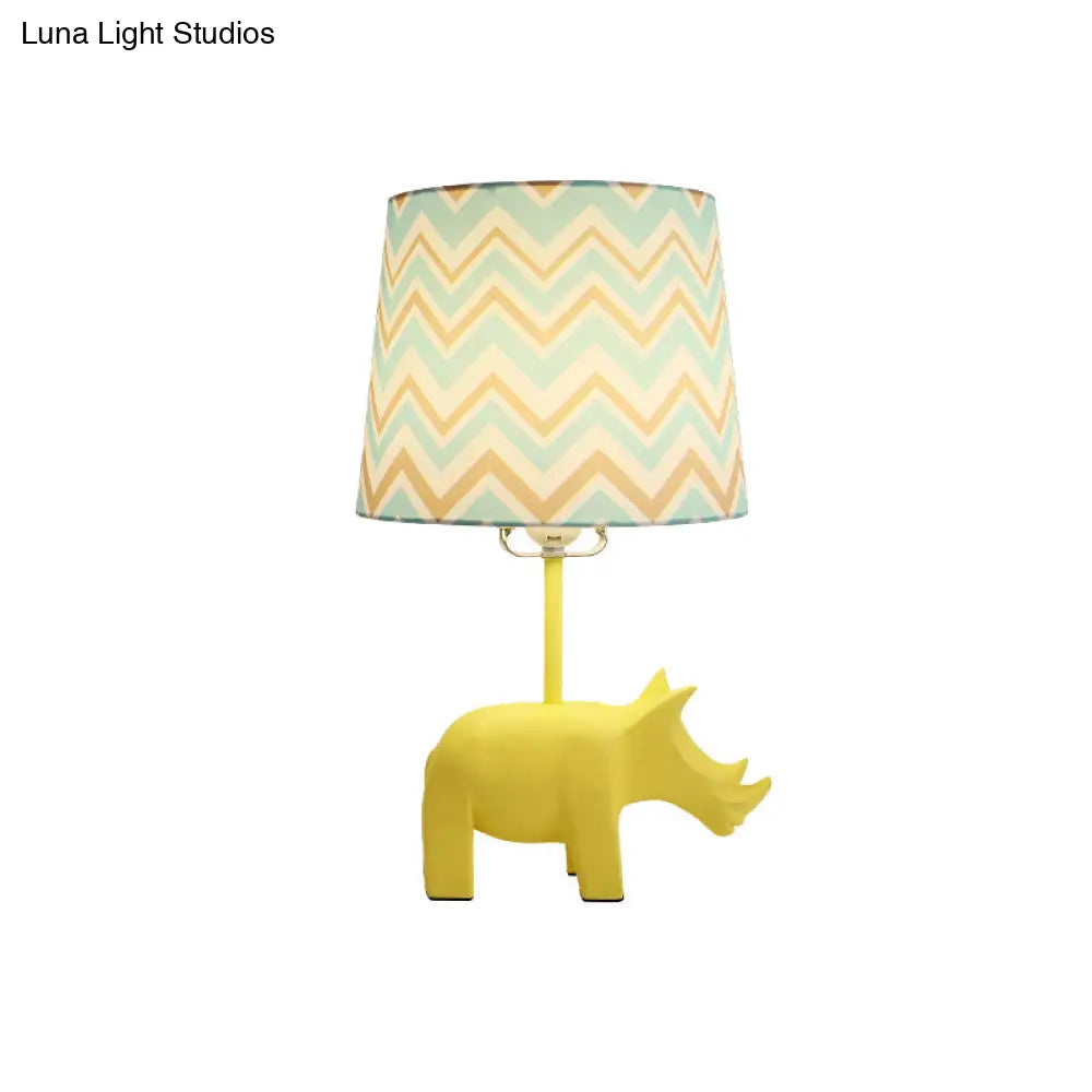 Colorful Cartoon Animal Table Lamp With Fabric Shade - Pink Elephant Peacock Blue Or Yellow