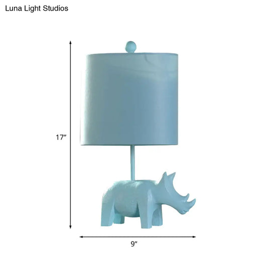 Colorful Cartoon Animal Table Lamp With Fabric Shade - Pink Elephant Peacock Blue Or Yellow